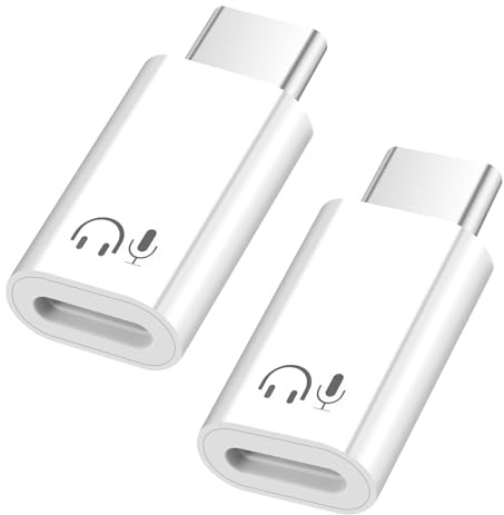 Lightning auf USB C Audio Adapter für Kopfhörer, Unterstützt Musik & Line Control, Kompatibel mit iPhone 17/16/15 Serie, iPad und USB-C Geräten, Hochwertiger Lightning zu Typ-C Adapter (2PCS Weiß)