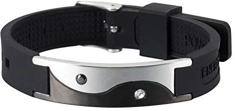 Generisch Pro Ion Magnetarmband Yin Yang Ion Power Magnet Silikonarmband Magnetix TAO Design mit Solitaire Crystal Elements 15-23 cm # 2372