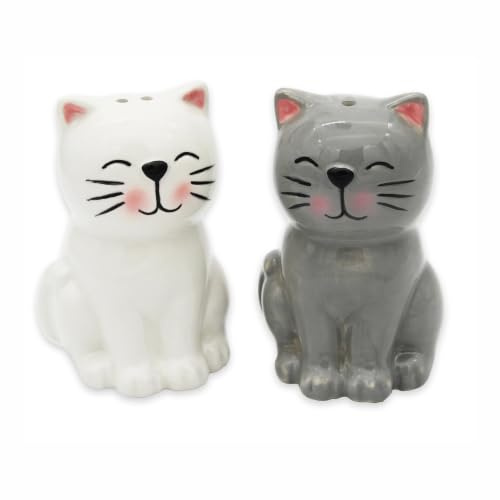 Winkee Salz und Pfefferstreuer Set Katzen aus Keramik | Gewürzspender im Tierdesign, süße Küchendeko für Esstisch und Küche, Geschenk zu Geburtstag und Einweihung