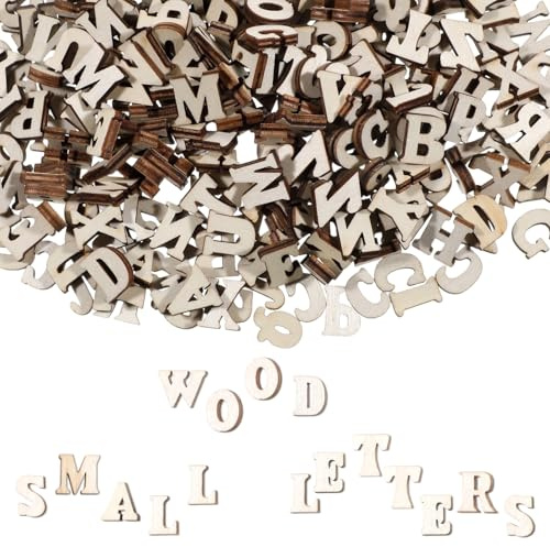 JJUNW 312 Stück Holzbuchstaben, 15mm Buchstaben Holz Buchstaben | Holz A-Z Kleine Holzbuchstaben für DIY Kunsthandwerk Hochzeit Festival Party