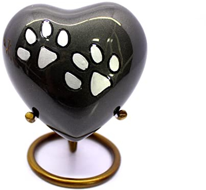 eSplanade Urne funéraire pour animaux de compagnie Urne en laiton | Urne en métal | Urne funéraire | Souvenirs commémoratifs | Urne pour chien et chat (gris avec support)…