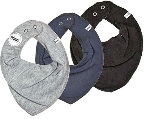 pippi Halstuch 3er Set Baby Halstücher Dreieckstücher (grau-Stone-schwarz)