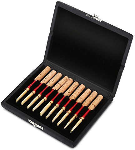 Tbest Caja de almacenaje del Caso de Reed de Oboe, Caja de Almacenamiento de Madera del sostenedor de la Caja de Reed del Cuero de la PU para 10/12 / 20pcs Reeds Cover(10)