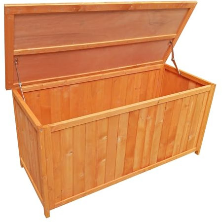 Wiltec Gartenbox aus Holz 127 x 55 x 60 cm Aufbewharungsbox mit Deckel Gartenschrank für Geräte Spielzeug Kissenbox Auflagenbox Fichtenholz