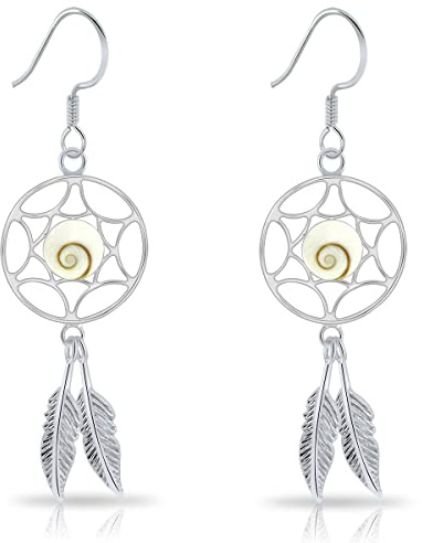 PLANETYS - 925 Sterling Silber Ohrringe Dreamcatcher Traumfänger Auge des Heilige Lucie - Santa Lucia - Oeil de Sainte Lucie - Shiva Eye