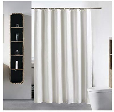 KnSam Duschvorhang Wasserdicht Anti Schimmel Waschbar mit 12 Duschvorhangringe Streifen Badezimmer Vorhänge für Badewanne Beige 180 x 200 cm