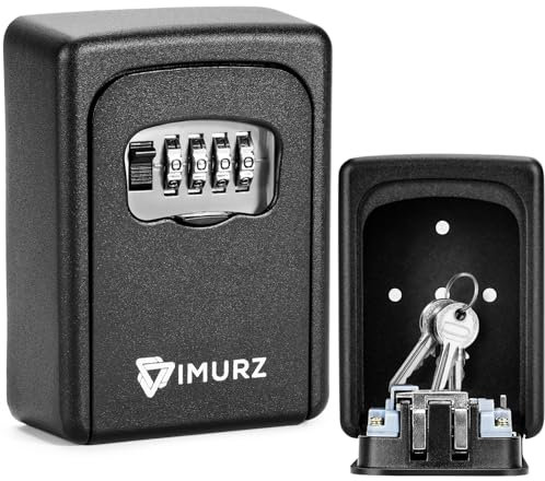 Key Safe Wall Mounted-Lock Box Outdoor with 4 Digit Combination Key Box Key Safe for Home Garage School Airbnb