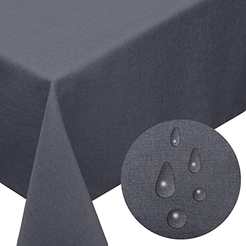 Tischdecke Oval 160 x 220 cm, Grau - Outdoor, Weihnachten, Abwaschbar, Dunkelgrau