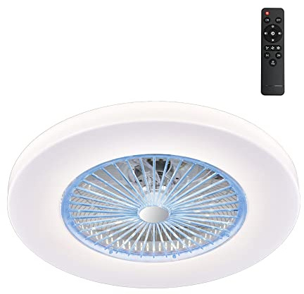 wonderlamp Ventilador de Techo LED Ponele con Luz Dimmable y Mando a Distancia, 45W, 3 Temperaturas de Color, Diseño Circular, Ideal para Estancias <13 m², Blanco Mate