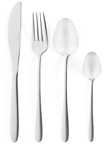 Salter Malton Cutlery Set - 16 Piece, 18/0 Stainless Steel Dinnerware, 4 Place Settings, Mirror Polished Finish, Includes Forks, Knives, Teaspoons, Tablespoons, Dishwasher Safe, 25 Year Guarantee