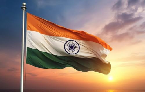 India Flag,3 x 5 Foot Fly Breeze Flag 100 D Polyester Outdoor Flag,Bright and Vivid Colors,UV Fade Indian National Flags with Brass Grommets
