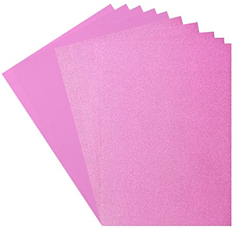 Florens glitterpapper och kartong – A4-färgade tillbehör för korttillverkning – ljusrosa/hortensia – 10 ark – färgat papper för scrapbooking, korttillverkning och annat pappershantverk – 250/216 GSM