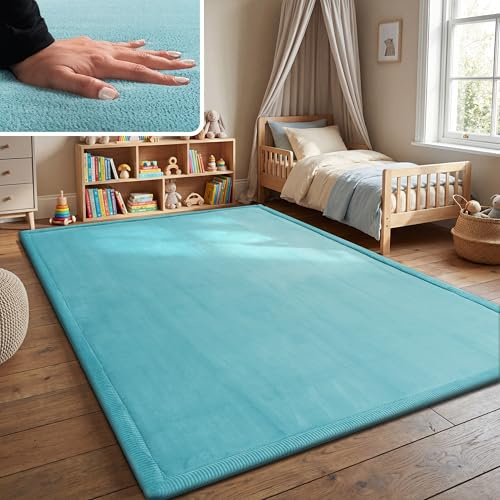 Paco Home Teppich Kinderzimmer Kinderteppich Baby Spielteppich Krabbeldecke Krabbelmatte Weich rutschfest Jungen Mädchen Deko, Grösse:160x220 cm, Farbe:Blau