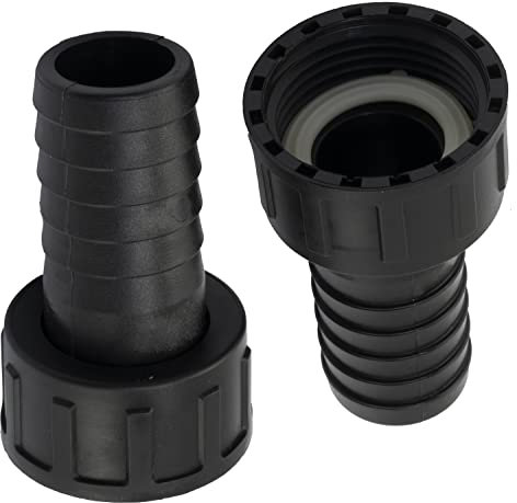 AERZETIX - C63565 - Set di 2 Raccordo femmina scanalato dritto 1'' x 25mm con dado - filettatura interna - adattatore connettore sistema circuito irrigazione pompa - in plastica - colore nero