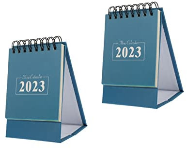 HAPINARY 2stücke Kleiner Tischkalender Englischer Mini Papierkalender Für Büro Und Zuhause Dekorativer Desktop-planer Mit Monatlichen Notizfeldern Stilvolles Und Design Blau
