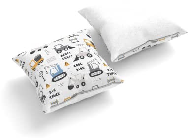 easyprint Kissen Bedruckt | Design Bagger Baumaschinen | 40 x 40 cm | Geschenk | Kuschelkissen | Dekokissen | Sofakissen | Motivkissen | Kinderkissen