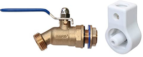 RAINPAL RBS008T LF Brass Rain Barrel Spigot (½” NPS, Full Port, LF Compliant, Quarter Turn Ball Valve With Plastic Wrench/Nut Holder, and Option to Install on Closed Top Barrel with Bung Hole)