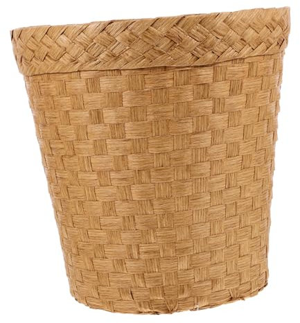 Operitacx Poubelle pour Salle de Bain Panier à Ordures en Osier Tressé la Main, Solide et Résistante, Design Chaleureux pour Toilettes ou Salon