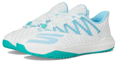 Skechers Women's Viper Court Rally Pickleball Sneaker, White/Light Blue, 7.5