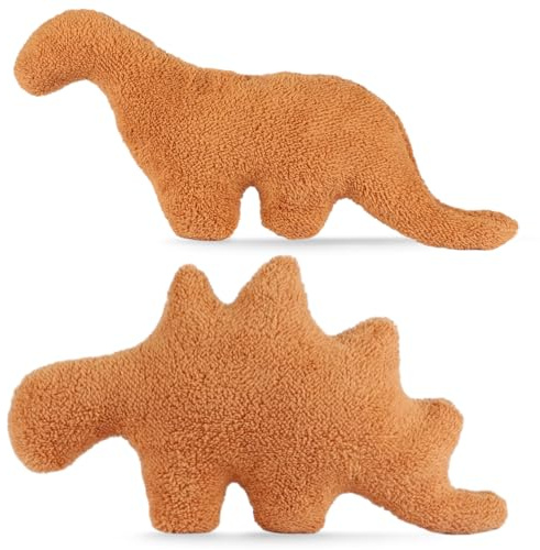 Rierousy 2 Stück Dino Nugget Kissen, Dino Chicken Nugget Pillow，Dino Nuggets Kuscheltier, Dinokissen, Dinosaurier Stofftierkuscheltier Dino für Kinder Kreatives Geburtstagsgeschenke