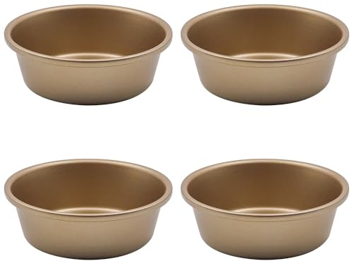 Tiardey 4Pcs Air Fryer Egg Moulds 4'' Ramekins for Air Fryer Mini Round Baking Tray Food Grade Carbon Steel Air Fryer