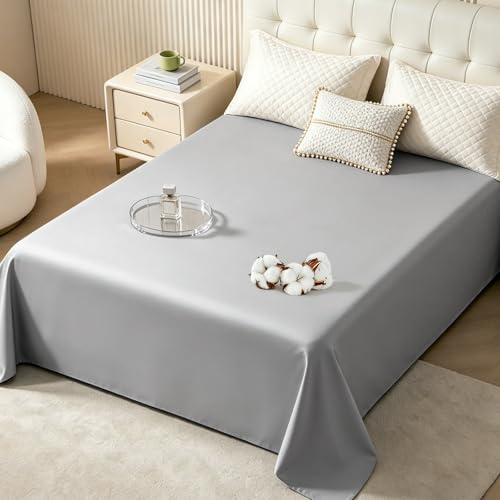 ComfortAce Bettlaken & Haustuch aus kochfester 100% Baumwolle – 150x260 cm – atmungsaktiv, bügelfrei & formstabil – ideal als Sommerdecke – Oeko-Tex Zertifiziert - Grau