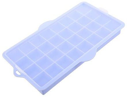 Amosfun Rectangular Ice Tray Mold Silicone Ice Mold Tray for Household Kitchen Lid for Making for Beverages