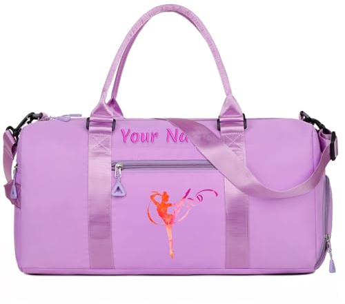 Personalisierte Tanzgepäcktasche mit Namen, Text und Foto, individuelle Ballett-Fitness-Reisetasche, individuelle nasse und trockene Wochenendtasche für die Nacht