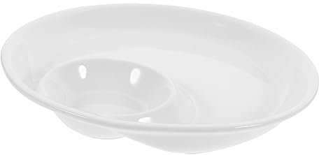 Cabilock Plato Dividido de Cerámica Blanco Multi-funcional para Servir Bocadillos y Sopa, Fácil de Limpiar, Adecuado para Cocina y Uso Hogar