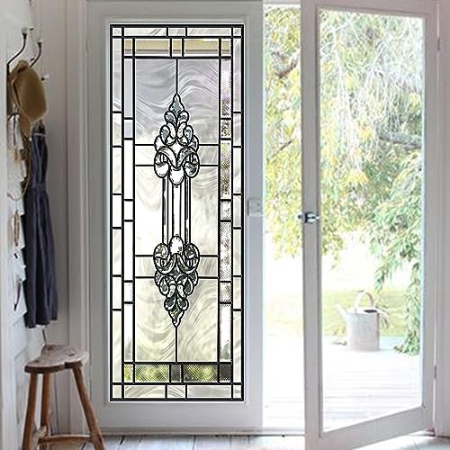 Neukids Bloom Iris Türfolie Selbstklebend,Abziehen und Einfügen Buntglas türen klebefolie,Innentür dekorative Kunst Glastür Aufkleber,2 Bände türfolie selbstklebend 38.6x200