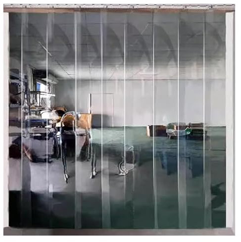 Transparenter PVC-Streifen, Türvorhang-Set für Abstellraum und Werkstatt, glatt, wasserdicht, Hurricane-Fensterläden, transparente Kunststoff-Vorhangstreifen (1,6 mm, 1,2 x 2,1 m)