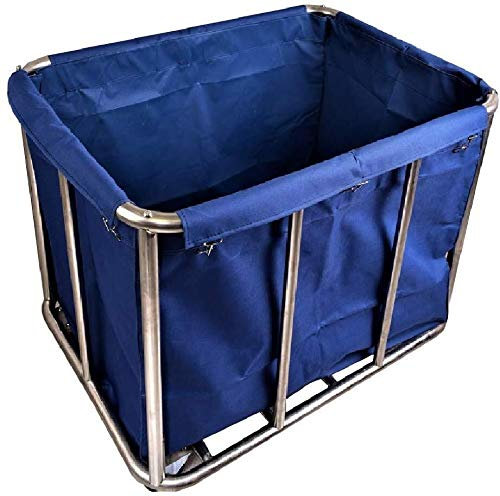 Korbwagen, gewerblicher Wäschewagen, mit Rädern, robuster Wäschekorb-Wäschewagen, Edelstahlrahmen (blau)