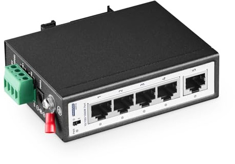 Commutateur industriel mini Gigabit à 5 ports pour rail DIN, 4 ports 100/1000 Mbit/s, 1 uplink Gigabit, rail DIN et support mural inclus, commutateur Ethernet industriel non géré