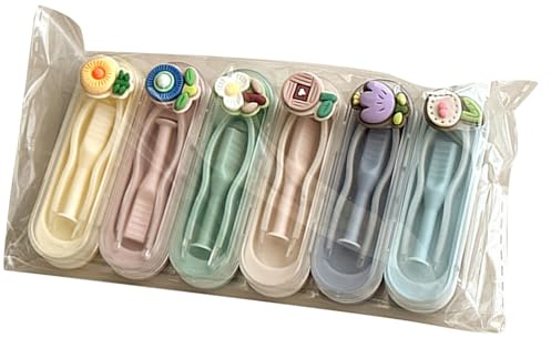 Lot de 6 kits applicateurs de lentilles avec bâton en silicone, 6 pièces de lentilles de voyage, outil de retrait pour soins des yeux