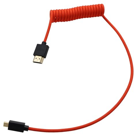 HangTon Micro HDMI 4K60 8K ProRes Cable en bruto para ATOMOS Ninja V Ultra Shinobi Canon R6 R5C Sony A7CII A7CR ZVE10 A7III G7 G95 Portkeys Feelworld VILTROX Monitor, espiral rojo, 50 cm
