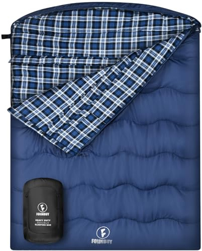 FORINBUY vinter dubbel flanell sovsäck för vuxna – sovsäck 2 personer utomhus varm filt sovsäck, Queen size – perfekt för familjer camping och RV-resor 230 x 150 cm