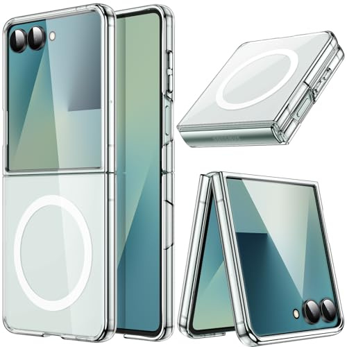 JETech Funda Magnética para Samsung Galaxy Z Flip 7 2025 Compatible con MagSafe, Carcasa Protectora Anti-Amarillo Transparente PC Duro, Anti-Arañazos (Transparente)