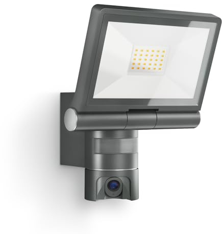 Steinel Projecteur LED extérieur XLED CAM2 SC, caméra de surveillance 2K, Wi-Fi 6 double bande, détecteur de mouvement, interphone, 2310 lm, aluminium