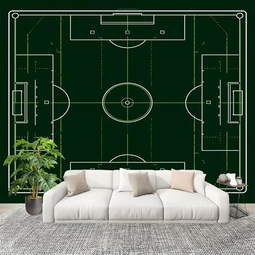 Sala Papel PintadoFotomurales 250x175 cm Mapa Del Campo de FúTbol Deportivo Mural de Pared Moderno Verde Papel Pintado Tejido no Tejido Dormitorio Estudio Decoración Fotomurales