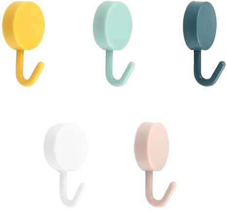 5 Pcs Colorful Hooks,Heavy Duty Cute Colorful Key Holder,Self Adhesive Hooks,Self-Adhesive Wall Hook,for Storage Various Items and Home Accessories,Hanging Keys Towels Wallets Scarves