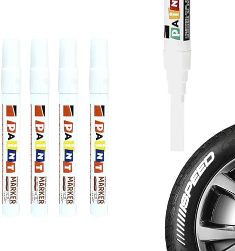 LEMONSTONE Lot de 4 stylos pour pneus, blancs, imperméables