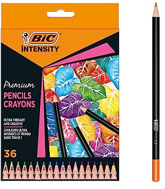 BIC Intensity Premium Buntstifte für Erwachsene und Kinder, Farbstifte zum Malen in 36 Farben, hochpigmentiert & mit bruchsicherer Mine