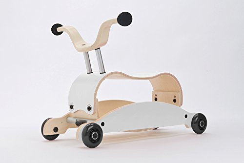 Wishbone Mini FLIP 3in1, Laufwagen, Rutschauto, Schaukel, Farbe Top weiß, Base weiß, Räder schwarz