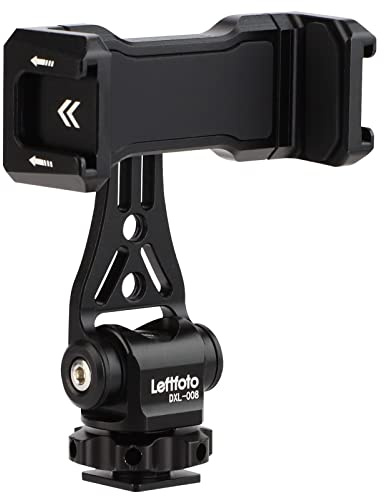 LEFTFOTO Multifunctional Universal Aluminum Phone Mount Adapter,Phone Tripod Mount with Cold Shoe & 1/4 Thread,Phone Holder Fit for Smartphone, iPhone, Cell Phone