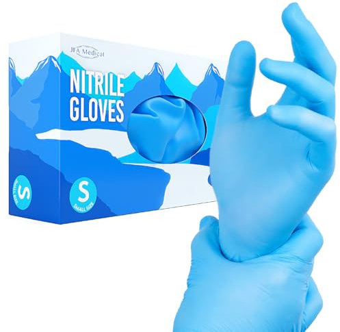 JFA Medical Disposable Powder Free, Latex Free, Food Grade, Food Prep Blue Nitrile Gloves - Box of 100 (Small)