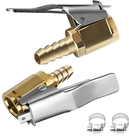 URAQT Adaptateur de Valve de Pneu de Voiture, 2pcs 8 mm 1/4 Embout de Gonflage Laiton, Clip de tête de conversion pour valves de pneu, pour toutes les valves de pneus avec filetage de valve