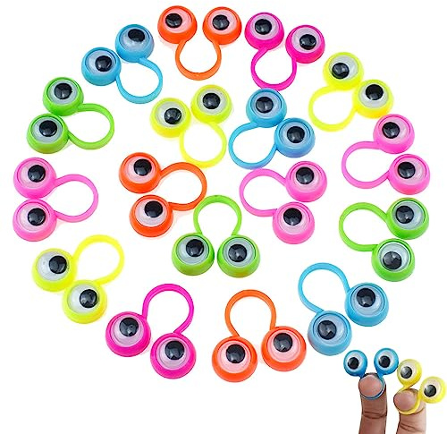 100 PCS Eye Finger Puppets Toys Set, Wiggly Eyeball Finger Puppet Eye On Rings for Kids, Party Favors for Boys Girls