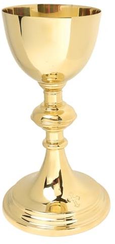Needzo Brass Chalice, Communion Supplies, 9 Inches, Holds 8.5 Ounces