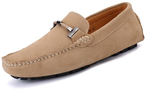 WUIWUIYU Men's Casual Slip-On Suede Penny Loafers Moccasin Driving Shoes Boat Shoes