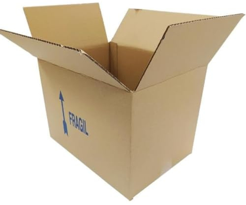 Cajas de Cartón Resistentes para Mudanzas, Envíos y Almacenaje - Cajas Grandes Marcadas con 'Frágil' Perfectas para Embalaje Seguro (Pack 20 Cajas 35x25x25 cm)